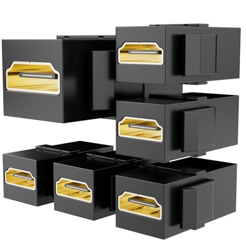 BERLAT HDMI Keystone, Gold-Plated HDMI Keystone Jack 4K Female to Female Adapter Support All 3D, 4K (6 Pack-Black) - Image 1