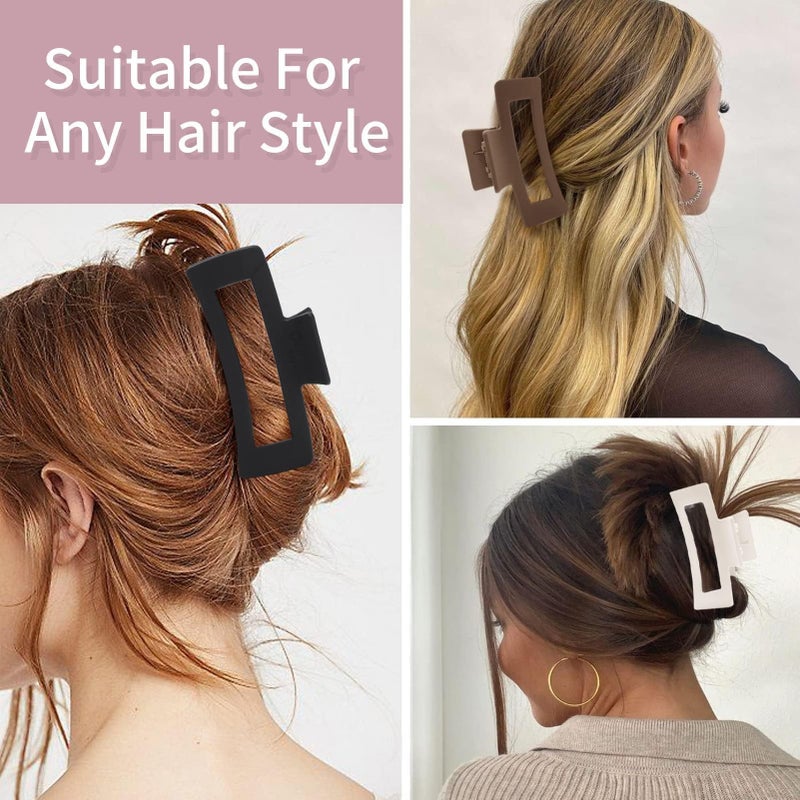 Glaudmeiss 6 PCS 5 Inch Extra Large Claw Clips, Big Hair Clips for Thick Long Curly Hair, Durable Matte Strong Hold Hair Claw Clips, Non-slip Square Hair Clips for Women - Image 4