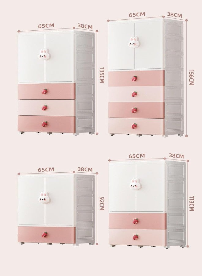 KEEKOS Portable Collapsible Wardrobe for Kids Plastic Storage – Cloth Organizer Cupboard/Multipurpose Storage/Closet for Bedroom/Living Room/Easy to Assemble Room & Home (Pink Rabbit) - Image 5