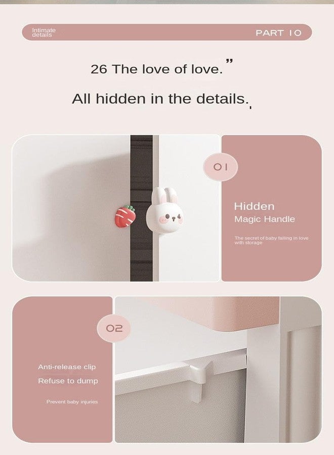 KEEKOS Portable Collapsible Wardrobe for Kids Plastic Storage – Cloth Organizer Cupboard/Multipurpose Storage/Closet for Bedroom/Living Room/Easy to Assemble Room & Home (Pink Rabbit) - Image 4