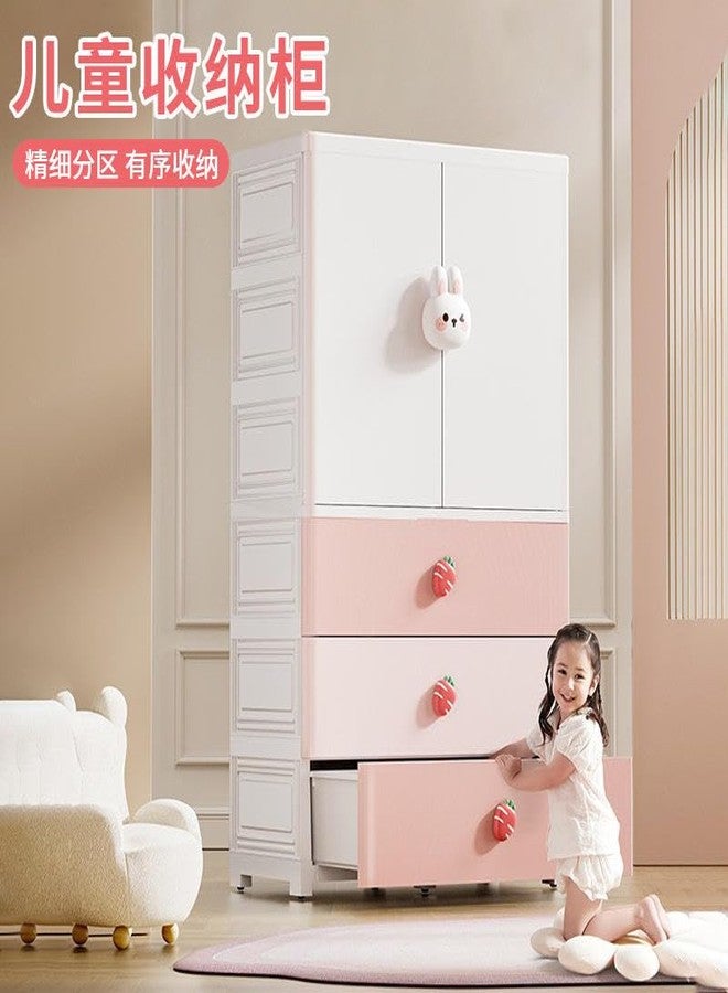 KEEKOS Portable Collapsible Wardrobe for Kids Plastic Storage – Cloth Organizer Cupboard/Multipurpose Storage/Closet for Bedroom/Living Room/Easy to Assemble Room & Home (Pink Rabbit) - Image 2