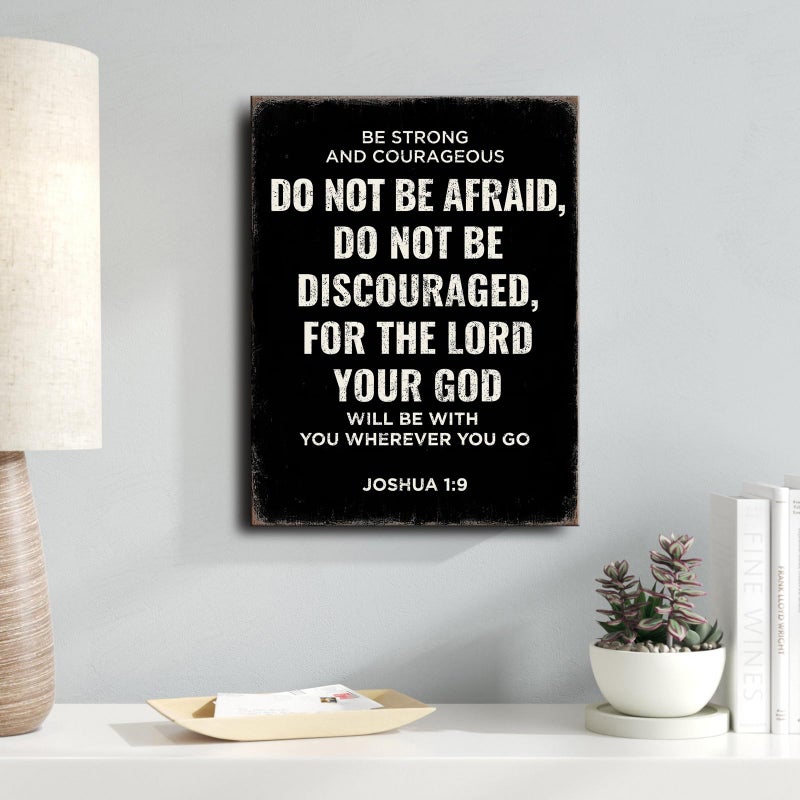 Ploceiny Be Strong and Courageous Joshua 1:9 Bible Verse Canvas Wall Art - Christian Scripture Inspirational Wall Decor for Prayer Room, Faith-Based Home Decor, Religious Gift for Women,christians,pastor,Motivational Spiritual wall decor for Living Room,bedroom decorations. A-387 - Image 2