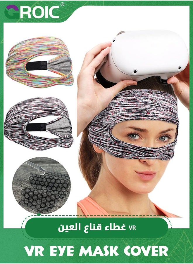 GROIC 2pcs VR Eye Mask Cover Breathable Sweat Band Adjustable Sizes HMD Padding for VR Workouts Supernatual with Virtual Reality Headsets Oculus Quest 2 Go HTC Vive PS VR Gear  - Image 1