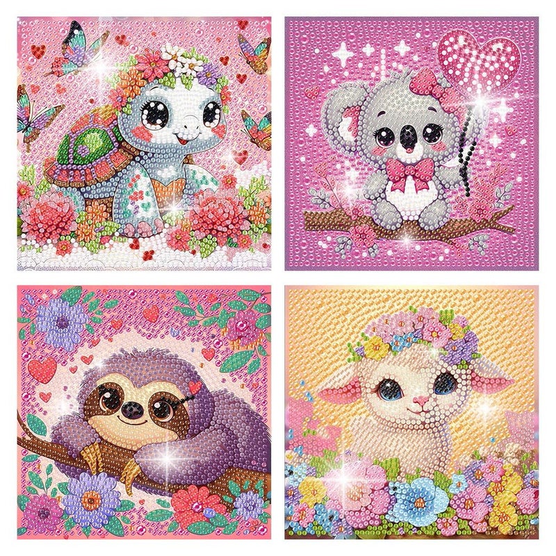 FQOVKYN 4Pcs 5D Cute Animals Diamond Art Kits for Kids DIY Diamond Art Painting Mosaic Kits for Adults Beginner Full Drill Small Diamond Gem Art and Craft for Kids Age 812 15 15cm - Image 2