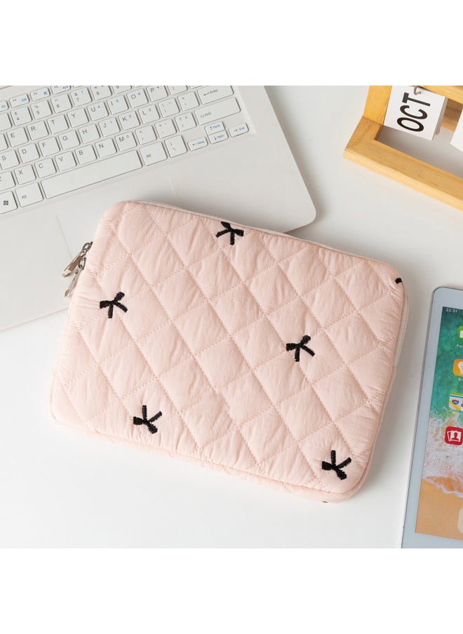 Generic Embroidered Butterfly Knot Notebook Storage Bag For 11/13/15 Inch Tablet Diamond Pattern Breathable Nylon Computer Case-Color:Pink-Dimensions:13 Inch  - Image 1