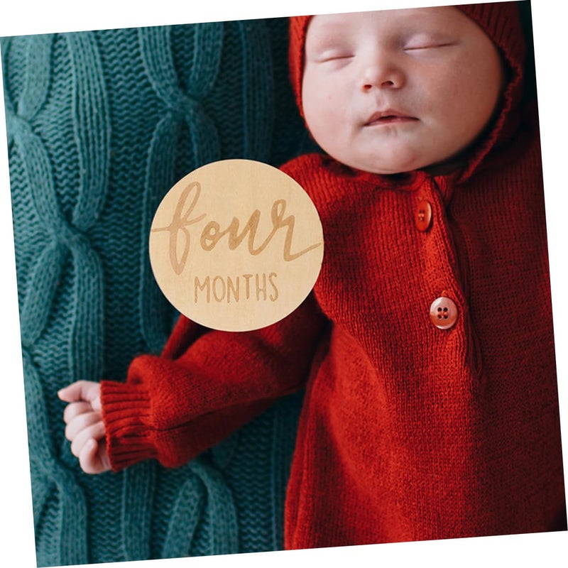 Double Sided Wooden Milestone Discs 12Pcs Newborn Baby Photo Props Monthly Growth Signs - Image 5