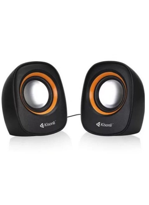 Bluetooth Speaker, with USB Cable, Compact Speaker, Model V360 - (Black - Orange) Compatible with Multiple Devices, Safe and Easy to Use, Wireless Connection to Monitors and Computer