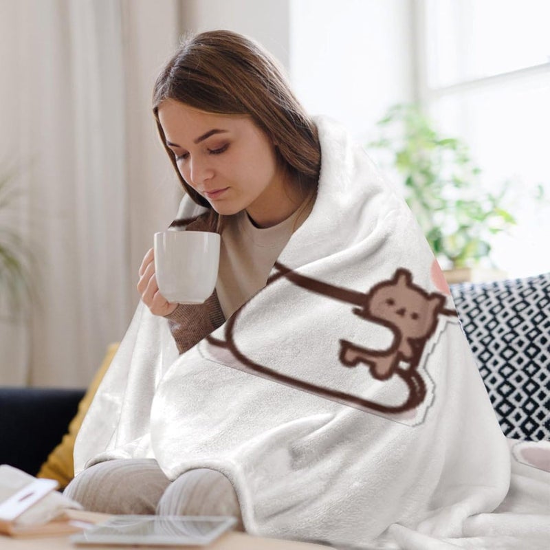 Polar Fleece Throw 100cm*130cm Cute Panda Bear Design - Ultra Soft Cozy Throw for Sofa Bed Chair Living Room - Image 4