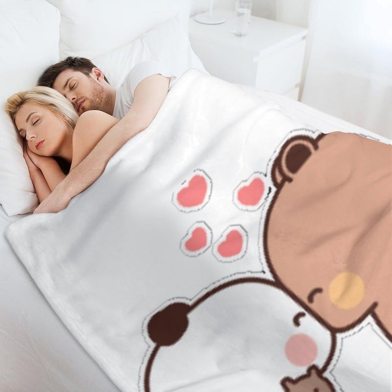 Polar Fleece Throw 100cm*130cm Cute Panda Bear Design - Ultra Soft Cozy Throw for Sofa Bed Chair Living Room - Image 5
