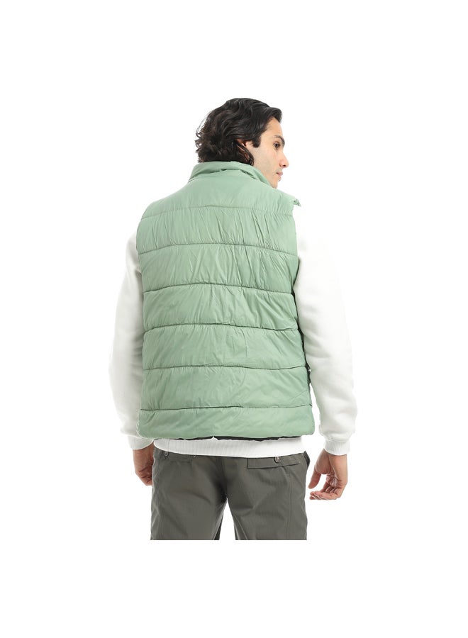 Andora Stylish and Edgy Pump Zipper Closure Vest _ Light Green - Image 4