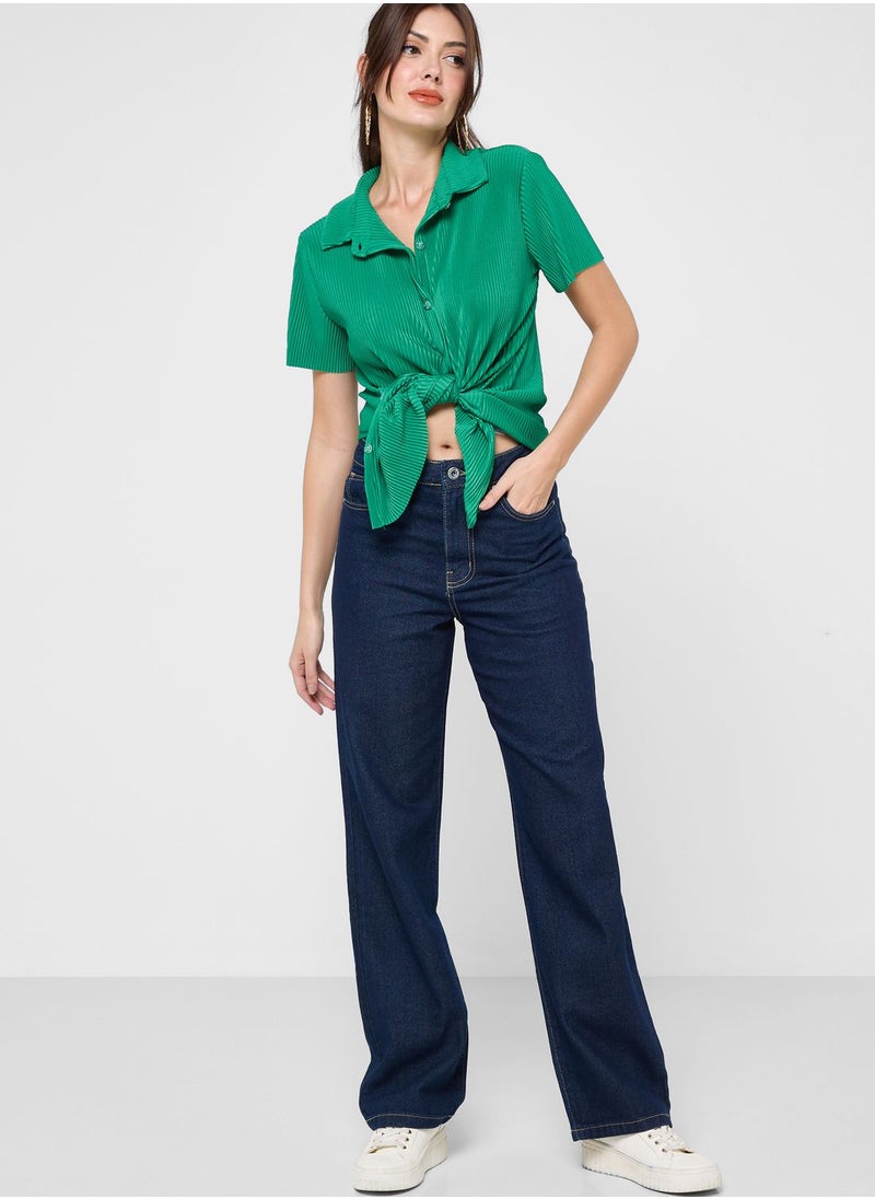 boohoo Button Down Plisse Shirt  - Image 4
