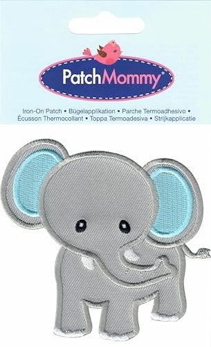 PatchMommy Elephant Patch, Iron On/Sew On - Appliques for Kids Children (Grey/Blue - Image 3