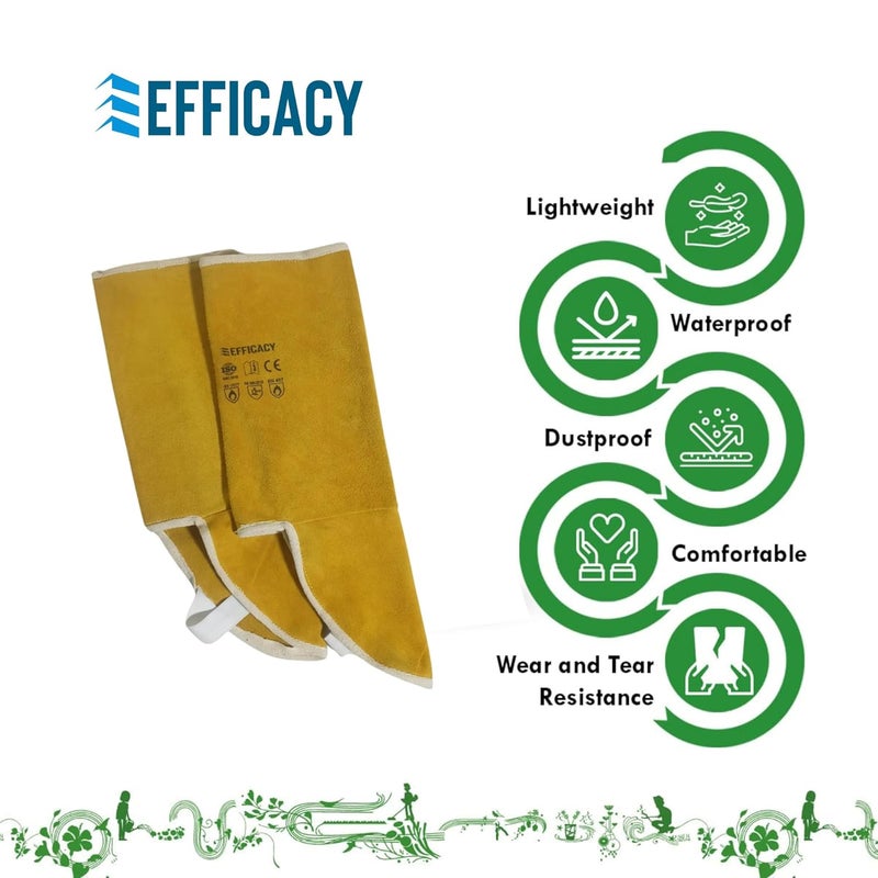 EFFICACY Leather Guards Bite Protection for Lower Legs | Animal Bite Protector Gaiters Fit for Men & Women | Multipurpose Use Guards Leg Protector - Yellow - Image 4