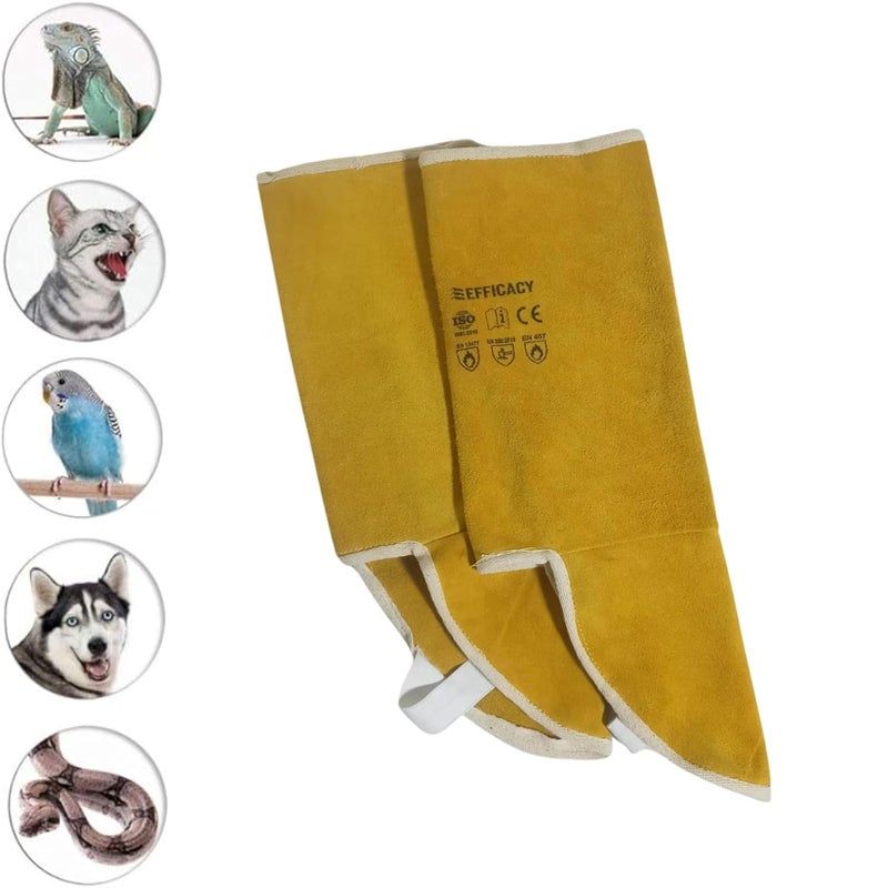 EFFICACY Leather Guards Bite Protection for Lower Legs | Animal Bite Protector Gaiters Fit for Men & Women | Multipurpose Use Guards Leg Protector - Yellow - Image 3