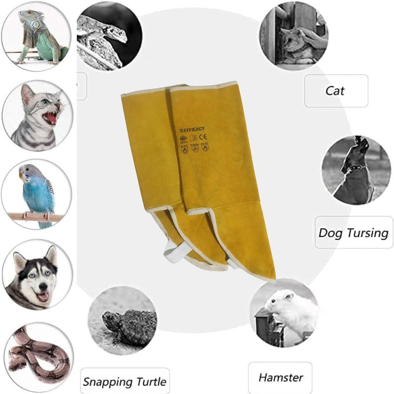 EFFICACY Leather Guards Bite Protection for Lower Legs | Animal Bite Protector Gaiters Fit for Men & Women | Multipurpose Use Guards Leg Protector - Yellow - Image 2