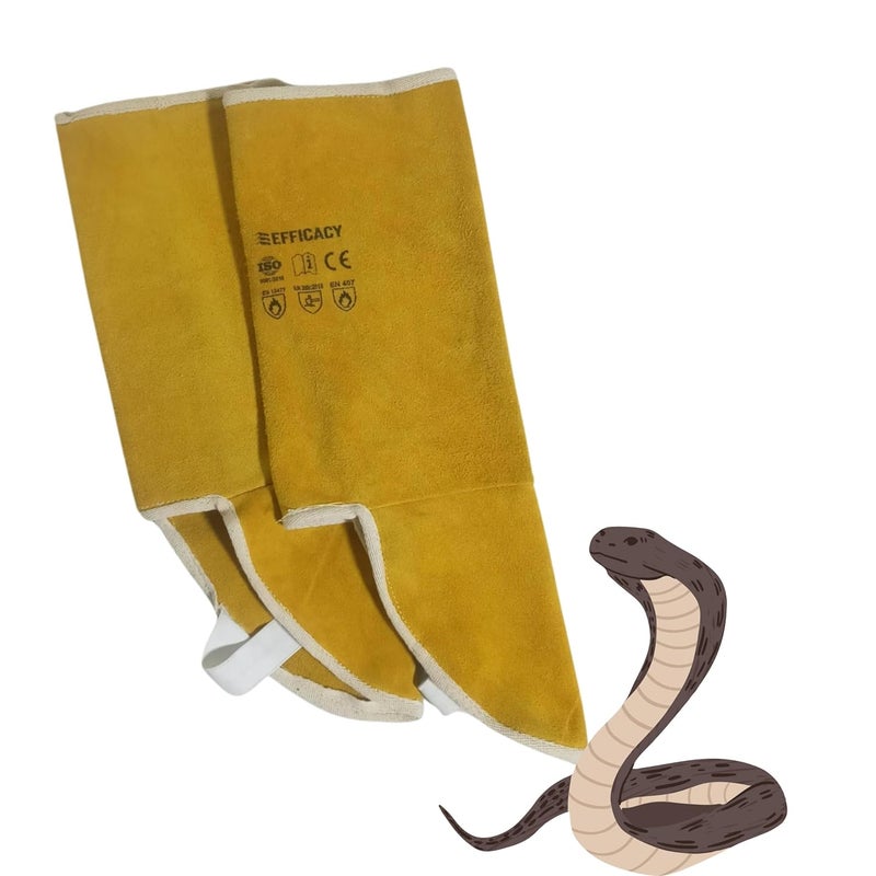 EFFICACY Leather Guards Bite Protection for Lower Legs | Animal Bite Protector Gaiters Fit for Men & Women | Multipurpose Use Guards Leg Protector - Yellow - Image 1