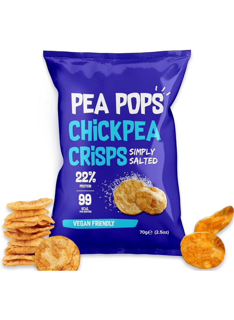 Pea Pops Healthy Chickpea Crisps - Low Calorie, Gluten Free, 22% Protein Snacks that are Popped Not Fried (70g, Simply Salted) - Image 1