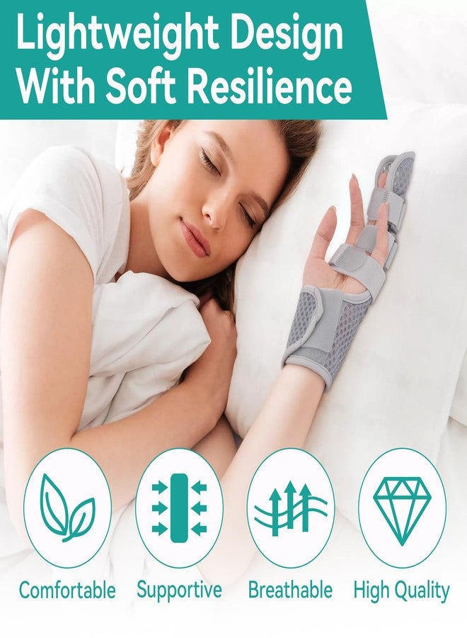 Lefeke Trigger Finger Splint-2 Fingers Fixed, Finger Brace for Middle, Index, Pinky, or Ring Finger Support, Hand Splint for Arthritis, Fracture, Hand Brace Splint with maniphalanx Support Breathable Summer Styles (Gray) - Image 3