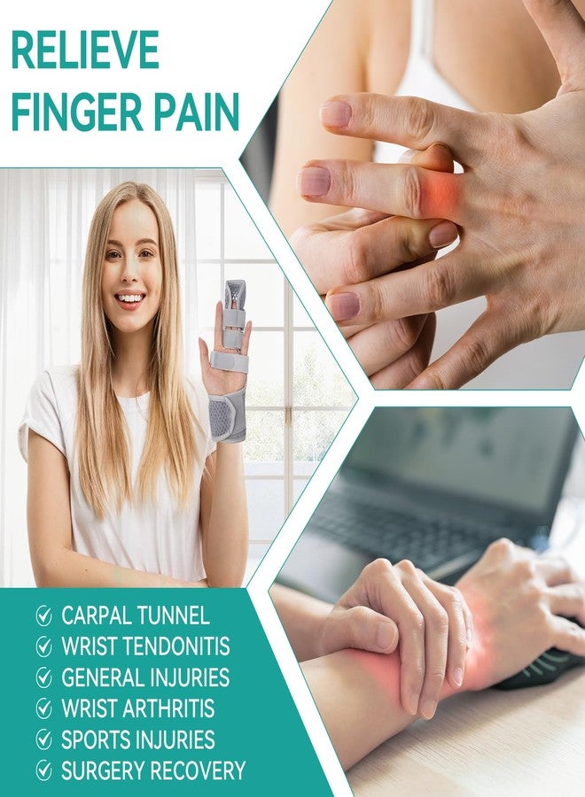 Lefeke Trigger Finger Splint-2 Fingers Fixed, Finger Brace for Middle, Index, Pinky, or Ring Finger Support, Hand Splint for Arthritis, Fracture, Hand Brace Splint with maniphalanx Support Breathable Summer Styles (Gray) - Image 5