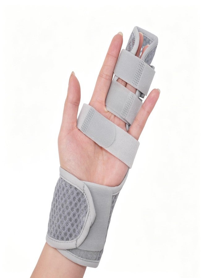 Lefeke Trigger Finger Splint-2 Fingers Fixed, Finger Brace for Middle, Index, Pinky, or Ring Finger Support, Hand Splint for Arthritis, Fracture, Hand Brace Splint with maniphalanx Support Breathable Summer Styles (Gray) - Image 1