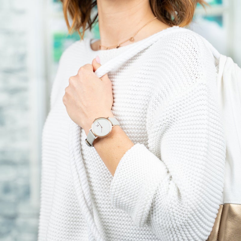 PIERRE CARDIN Women's Watch with Rose Gold Stainless Steel Case and Grey Leather Band - Image 5