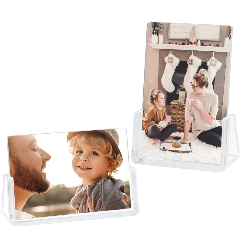 Boxalls 2 Pack Picture Frames 5x7 with Clear Base Stand Acrylic Photo Frame Frameless for Desk Display DecorationHorizontal  Vertical
