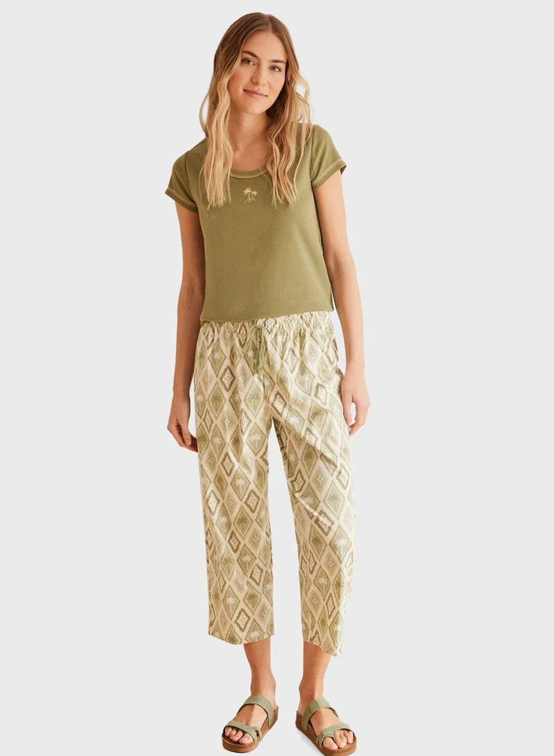 women'secret High Waist Palm Print Pyjama Set