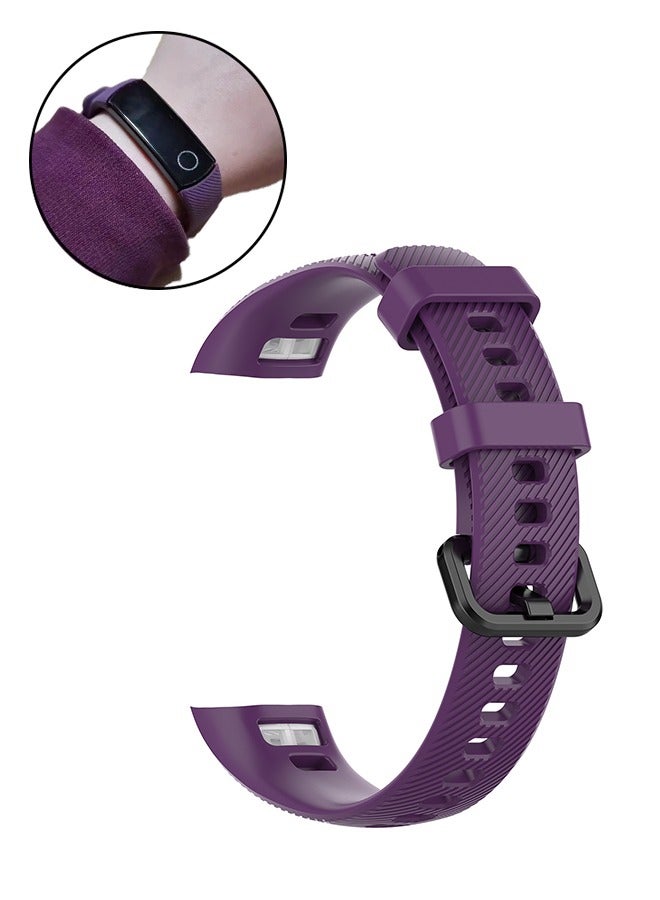 Replacement Band For Huawei Honor Smartwatch Band 4/5, Purple/Black, Silicone Smartwatch Band - Image 1