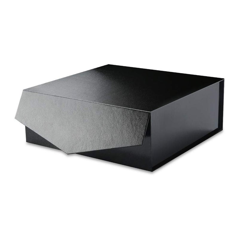 MALICPLUS Gift Box with Lid 9x9x34 Inches Black Groomsman Proposal Box with Magnetic Closure for All Occasion Grass Texture Black