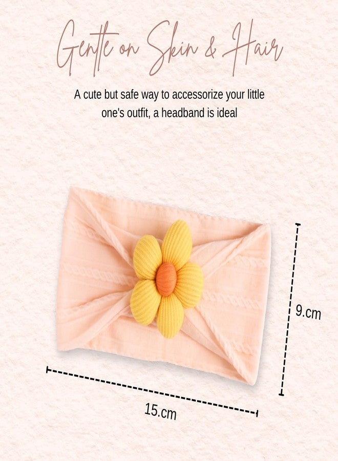 RedChimes 5 Pcs Baby Headbands, Soft Cotton-Blend Stretchy Elastic Bands with Cute Assorted Patterns for Newborns, Infants, and Toddlers Comfortable, Stylish Hair Accessories for Everyday Wear - Image 2