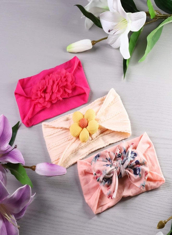 RedChimes 5 Pcs Baby Headbands, Soft Cotton-Blend Stretchy Elastic Bands with Cute Assorted Patterns for Newborns, Infants, and Toddlers Comfortable, Stylish Hair Accessories for Everyday Wear - Image 5