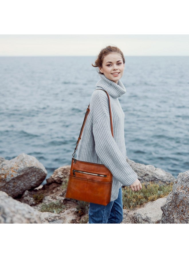 آي سوي حقائب كروس بودي جلدية من Iswee للنساء، حقيبة كتف، محفظة كروس بودي كلاسيكية، حقائب جلدية بسحاب، مقاس متوسط (قهوة كبيرة) - Image 2