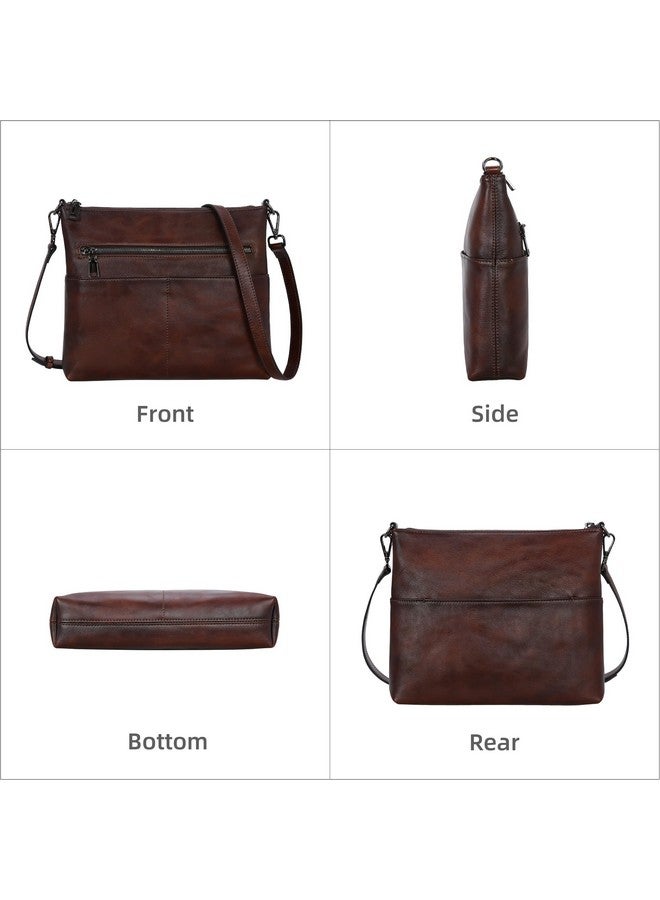 آي سوي حقائب كروس بودي جلدية من Iswee للنساء، حقيبة كتف، محفظة كروس بودي كلاسيكية، حقائب جلدية بسحاب، مقاس متوسط (قهوة كبيرة) - Image 4