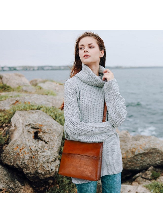 آي سوي حقائب كروس بودي جلدية من Iswee للنساء، حقيبة كتف، محفظة كروس بودي كلاسيكية، حقائب جلدية بسحاب، مقاس متوسط (قهوة كبيرة) - Image 1