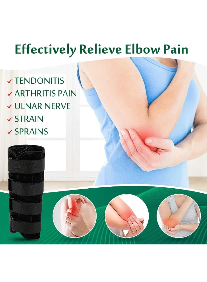 Adjustable Elbow Brace Splint for Cubital Tunnel Syndrome, Fracture, Tendonitis, Tennis Arm Pain Relief - Black - Image 4