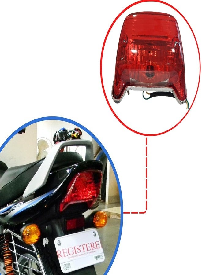 VTRUST مصباح خلفي للدراجة النارية من VTRUST متوافق مع دراجة Bajaj CT-100 | مصباح فرامل هالوجين أحمر | أداء مطابق للمواصفات الأصلية، مقاوم للتآكل، طلاء متين (بدون لمبة) - Image 2