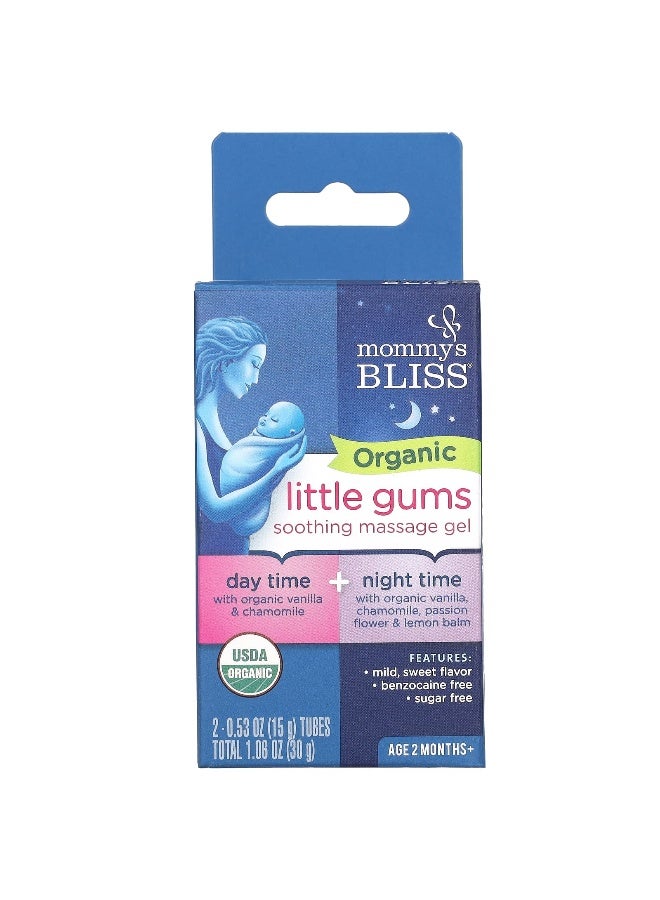 Mommy's Bliss, Organic, Little Gums Soothing Massage Gel, Day/Night Pack, Age 2 Months+, 2 Tubes , 0.53 oz (15 g) Each