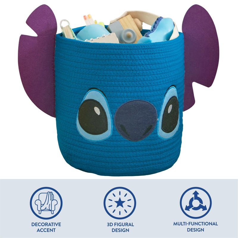 Idea Nuova Disney Stitch Figural Rope Storage Organizer Basket, 10" H x 10" W - Image 3