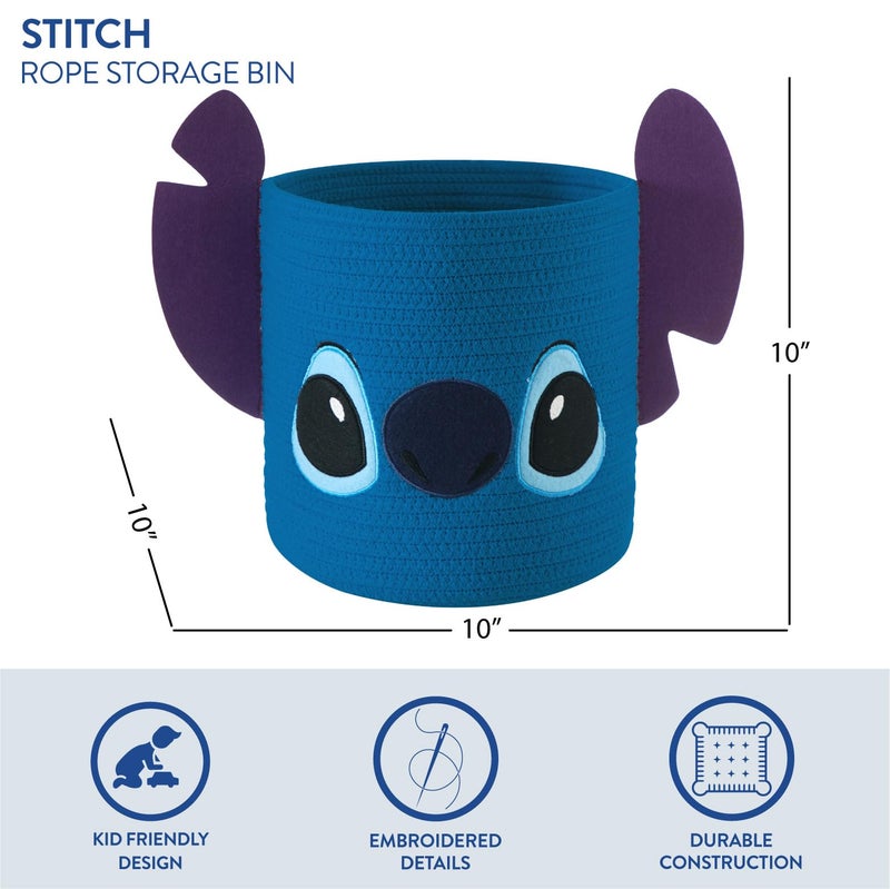 Idea Nuova Disney Stitch Figural Rope Storage Organizer Basket, 10" H x 10" W - Image 4