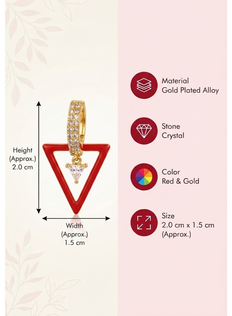 R.C.E Accessories Red Triangle Earrings for Women & Girls – Stylish Gold Finish Earings, Elegant Gold Earings for Ladies, Bold Geometric Fashion Jewelry for Everyday Wear & Special Occasions - Image 5