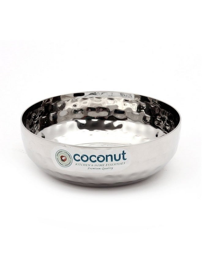 Coconut coconut Stainless Steel H3 Hammered Halwa Plate/Serving Plates/Snacks Plate - Small - Pack of 6 (Diameter - 10Cm)  - Image 2