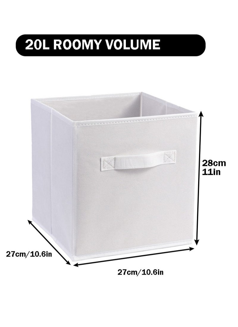 Generic Collapsible Fabric Storage Cube Organizer with Handles, 27 x 27 x 28cm, White - Pack of 4  - Image 2