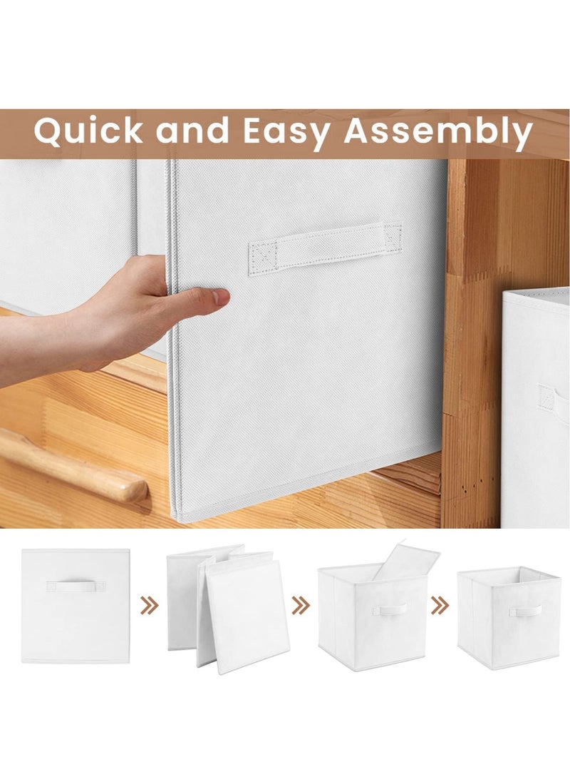 Generic Collapsible Fabric Storage Cube Organizer with Handles, 27 x 27 x 28cm, White - Pack of 4  - Image 4