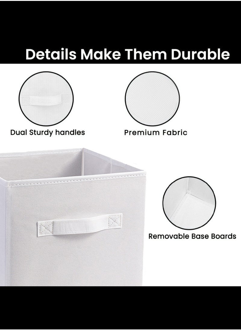 Generic Collapsible Fabric Storage Cube Organizer with Handles, 27 x 27 x 28cm, White - Pack of 4  - Image 3
