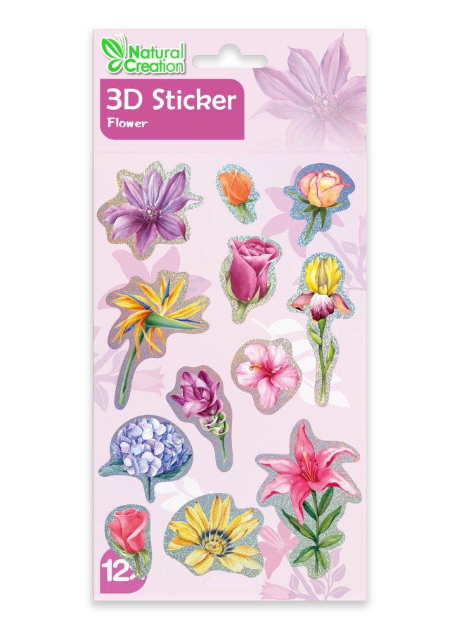 Avenir 3D Stickers 10 pack - Flower Multicolour | These beautiful and realistic-looking 3D stickers pop out to showcase a gorgeous collection. | ages 3+ - Image 1