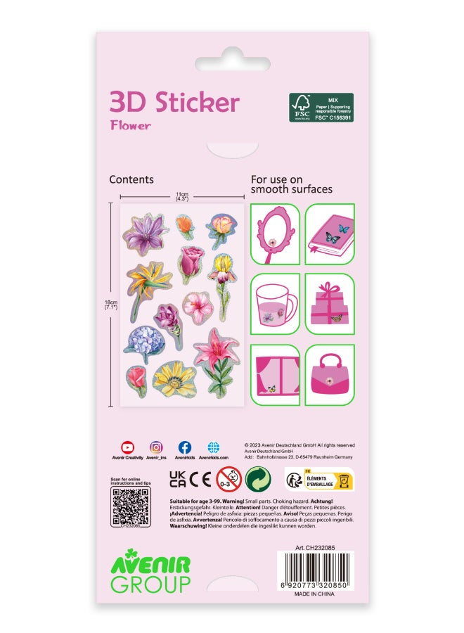 Avenir 3D Stickers 10 pack - Flower Multicolour | These beautiful and realistic-looking 3D stickers pop out to showcase a gorgeous collection. | ages 3+ - Image 5