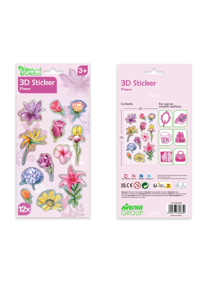 Avenir 3D Stickers 10 pack - Flower Multicolour | These beautiful and realistic-looking 3D stickers pop out to showcase a gorgeous collection. | ages 3+ - Image 2