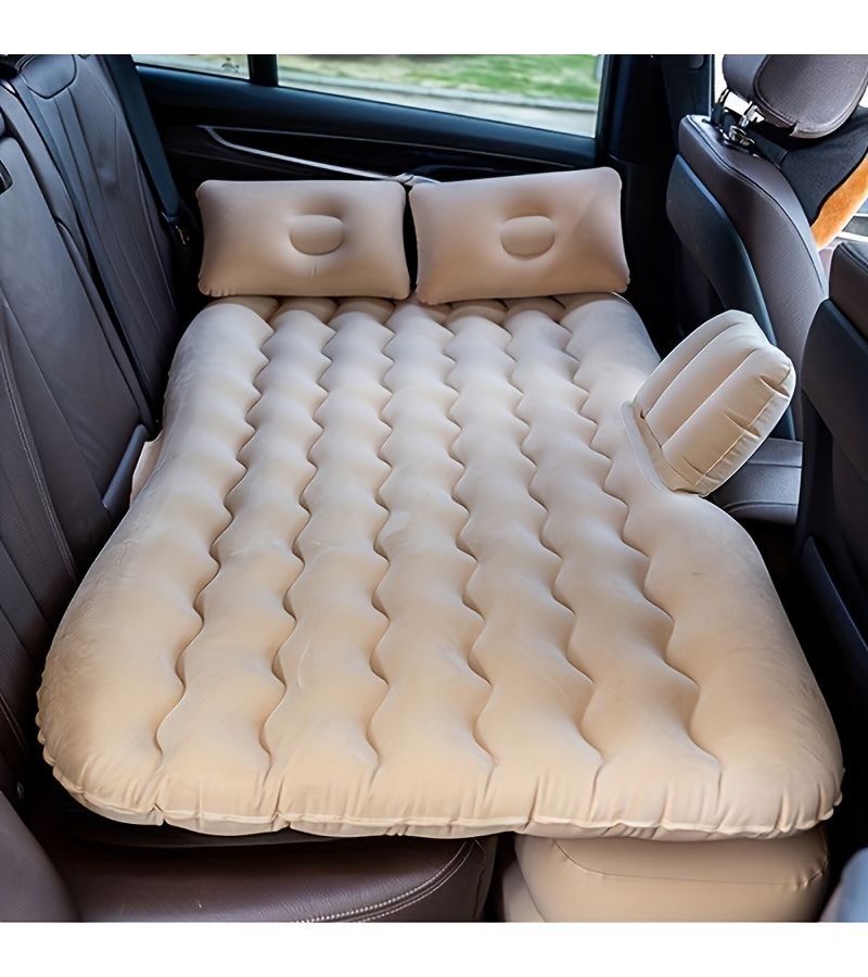 Foldable Inflatable Bed For RV SUV Travel Gray PVC Velvet Air Mattress Outdoor Rear Seat Camping Cushion - Image 3