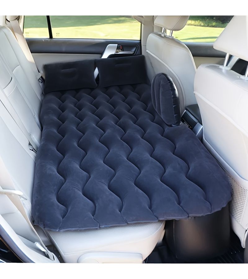 Foldable Inflatable Bed For RV SUV Travel Gray PVC Velvet Air Mattress Outdoor Rear Seat Camping Cushion - Image 4