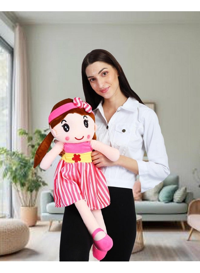 Glance Soft Doll (Pink): Cute 'N' Hug Super Soft 45Cm Stuffed Girl Cute Doll Kids Soft, Polyfill Washable Cuddly Soft Plush Toy, Helps To Learn Role Play, 100% Safe For Kids (45Cm, Cute Doll Pink) - Image 1